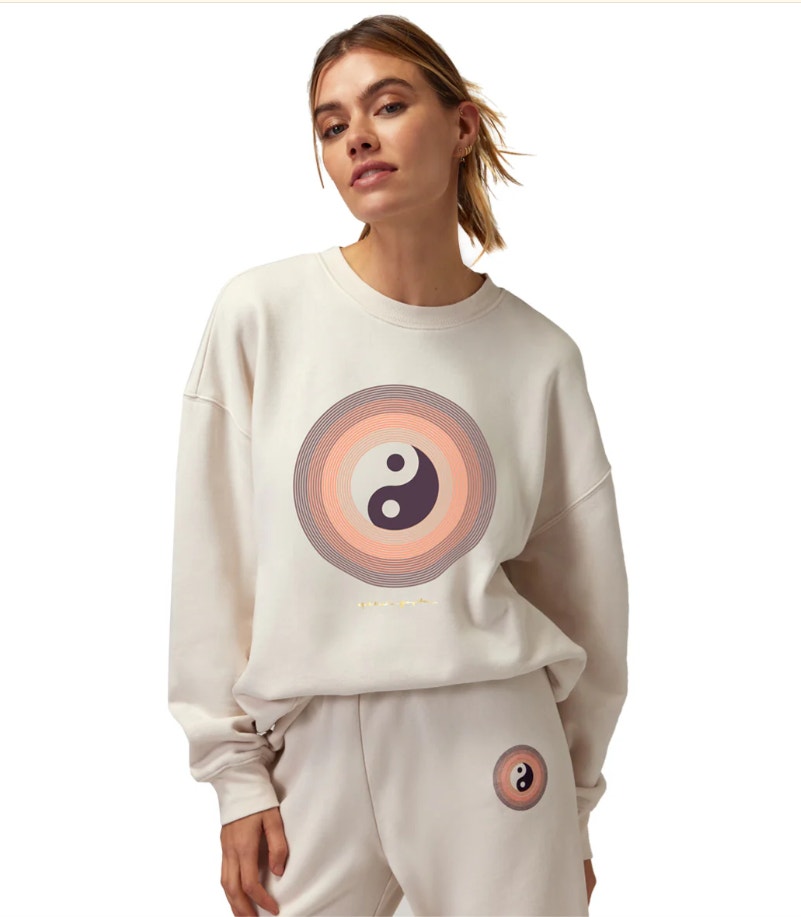 Spiritual Gangster Cream Yin Yang Relaxed Crew Neck Sweatshirt